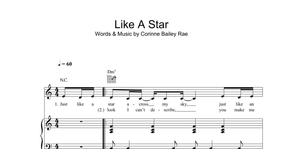 Like A Star (Piano, Vocal & Guitar Chords) - Print Sheet Music Now