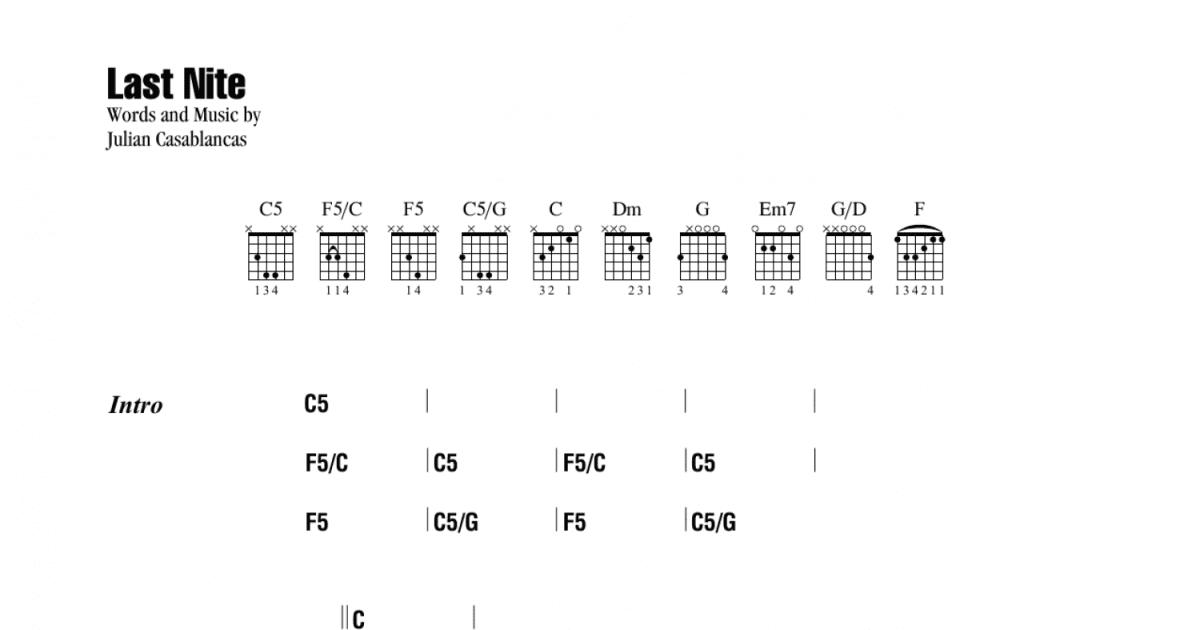 Last Nite Tab by The Strokes (Guitar Pro) - Full Score