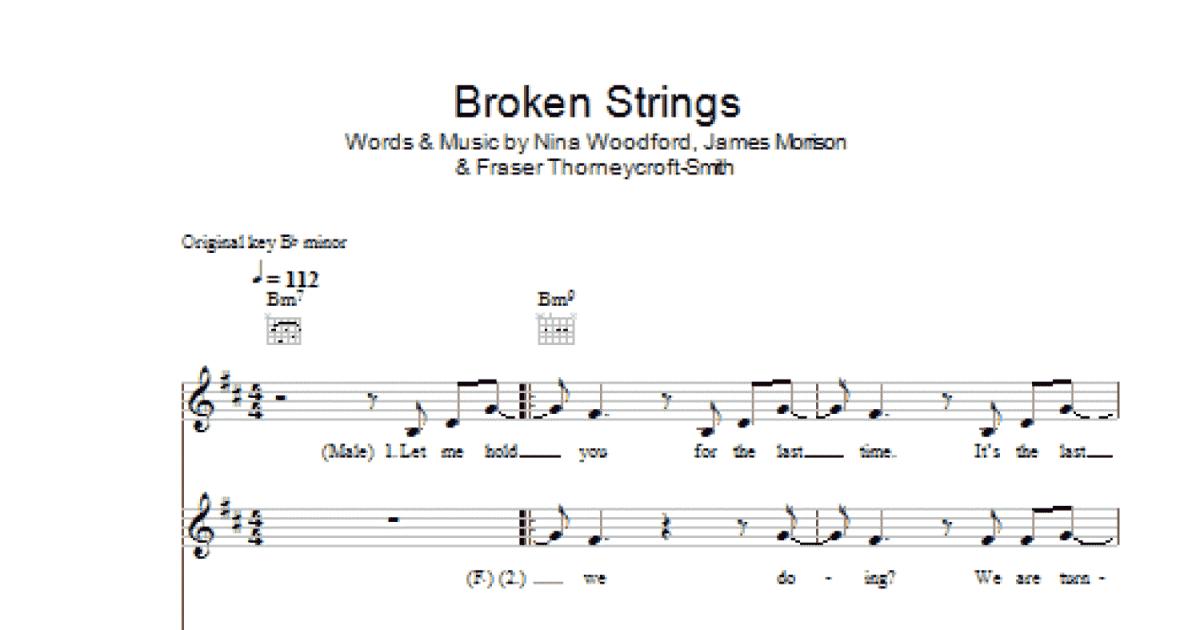 Broken Strings Piano Vocal Guitar Chords for Voice keyboard Sheet Music to Print