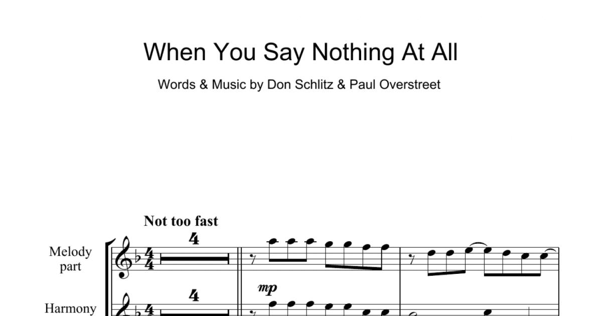 When You Say Nothing At All (Recorder) - Print Sheet Music Now