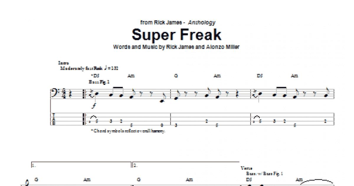 Super Freak (Bass Guitar Tab) - Print Sheet Music Now