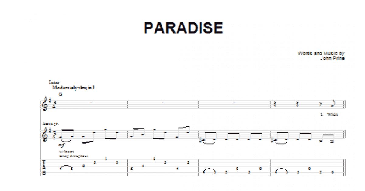 Song lyrics with guitar chords for Paradise - John Prine