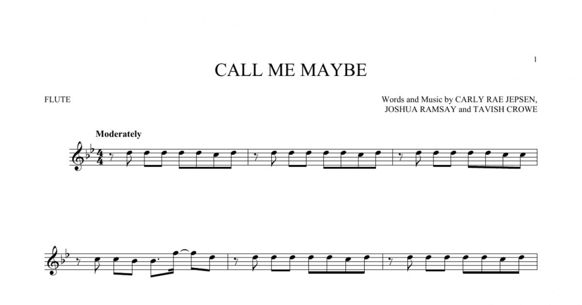 Call Me Maybe Flute Solo Print Sheet Music Now 3093