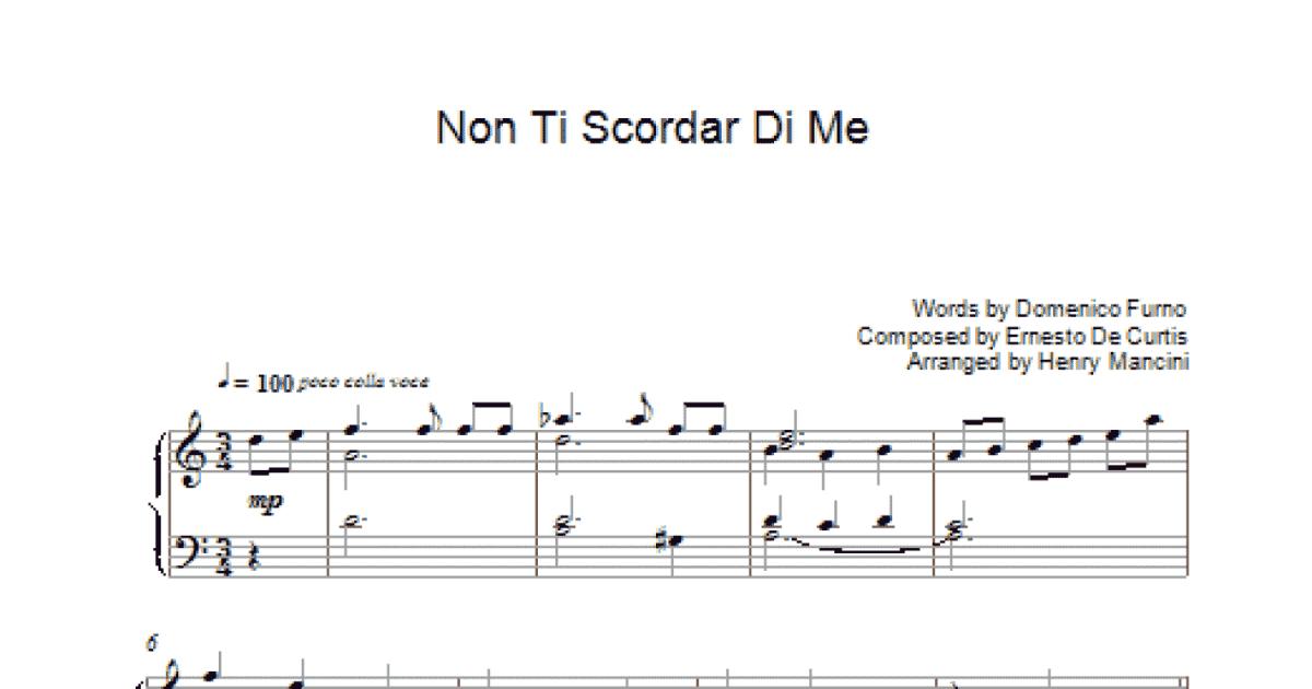 Non Ti Scordar Di Me (Piano, Vocal & Guitar Chords) - Sheet Music