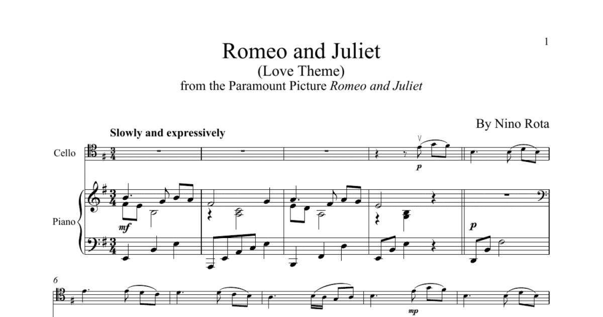 Romeo And Juliet (Love Theme) (Cello And Piano) - Print Sheet Music