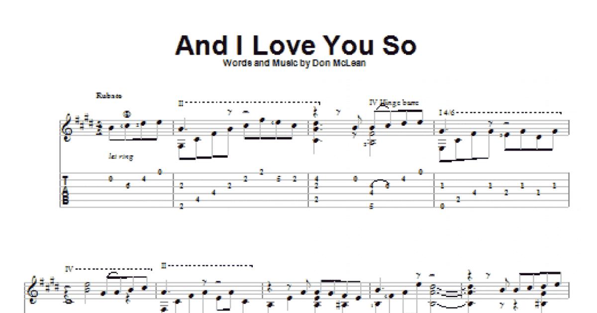 And I Love You So sheet music for guitar (chords) v2