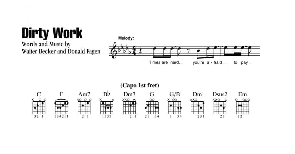 Dirty Work (Guitar Chords/Lyrics) - Print Sheet Music Now