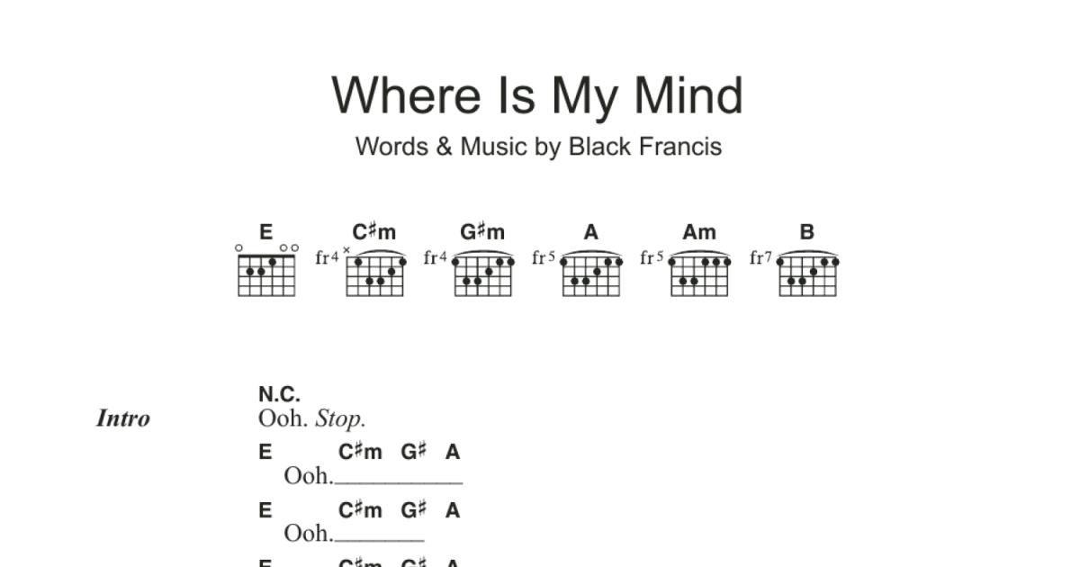 Where Is My Mind? (Guitar Chords/Lyrics) Print Sheet Music Now