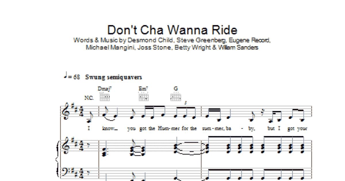 Don t Cha Wanna Ride Piano Vocal Guitar Chords Sheet Music