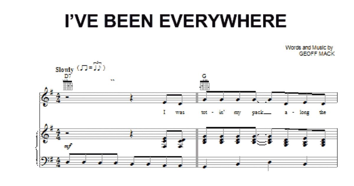 Johnny Cash: I've Been Everywhere sheet music for voice, piano or