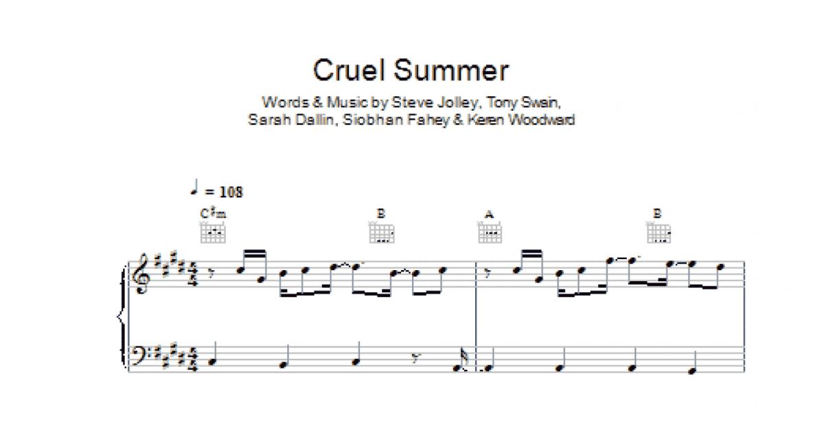 Cruel Summer Chords, PDF