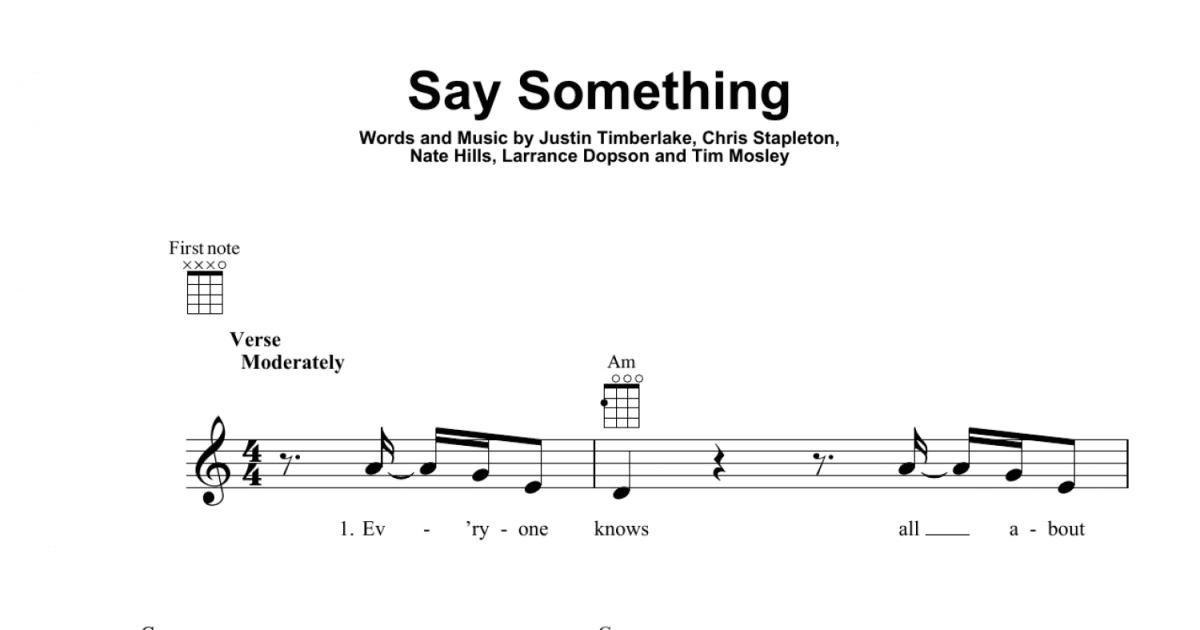 Say Something Feat Chris Stapleton Ukulele Print Sheet Music 4007