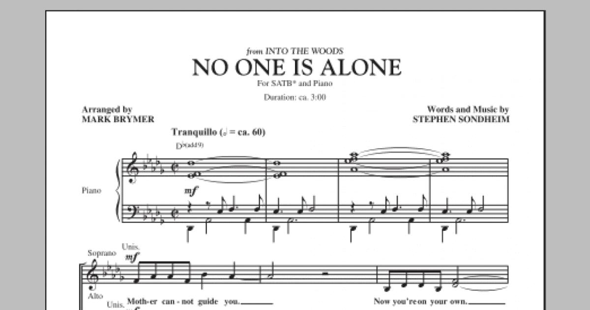 No One Is Alone Part I Satb Choir Print Sheet Music Now 