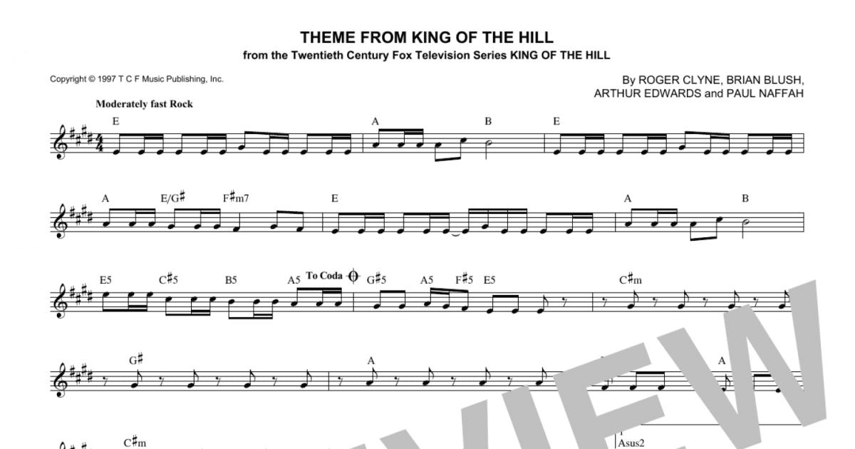 Theme From King Of The Hill Sheet Music, Roger Clyne