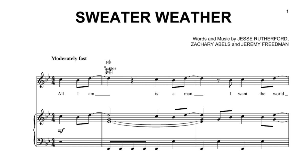 The Neighbourhood: Sweater Weather: Piano, Vocal And Guitar