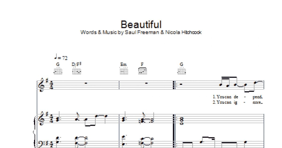 Beautiful (Piano, Vocal & Guitar Chords) - Print Sheet Music Now