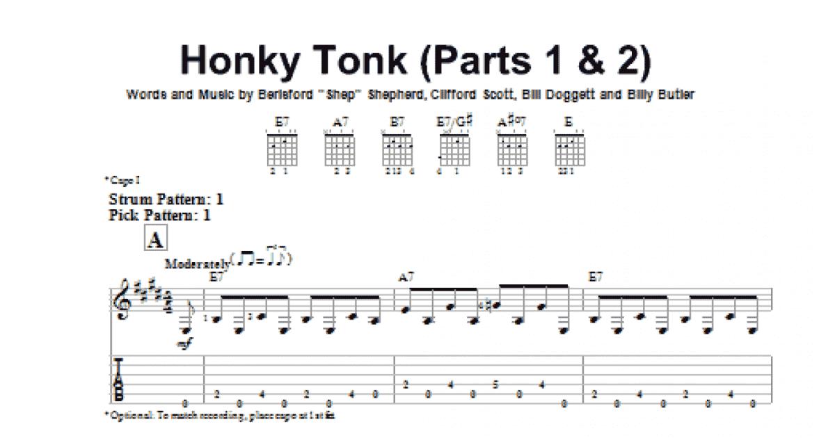 Honky Tonk (Parts 1 and 2) sheet music for guitar solo (easy