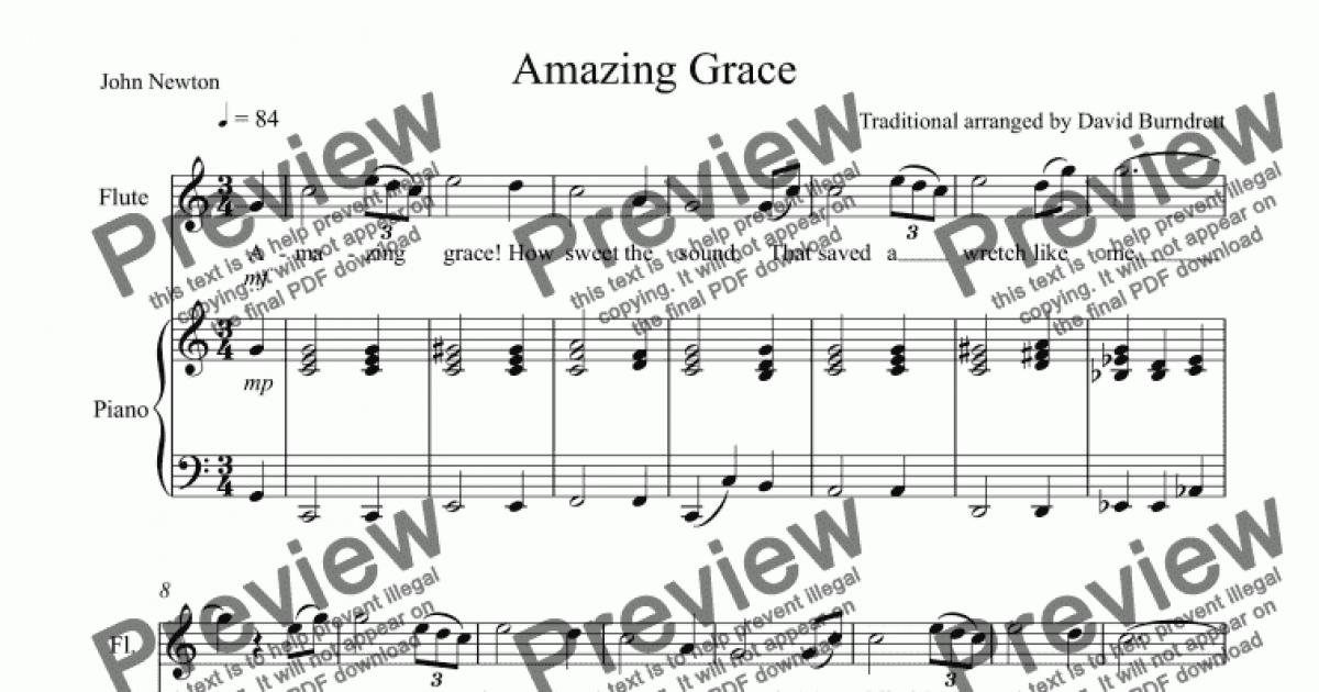 Amazing Grace for Flute and Piano - Download Sheet Music PDF file