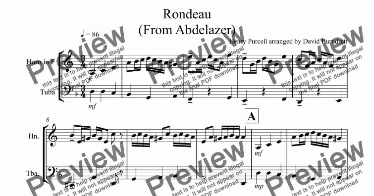 Rondeau From Abdelazer For French Horn And Tuba Duet Sheet Music 0066