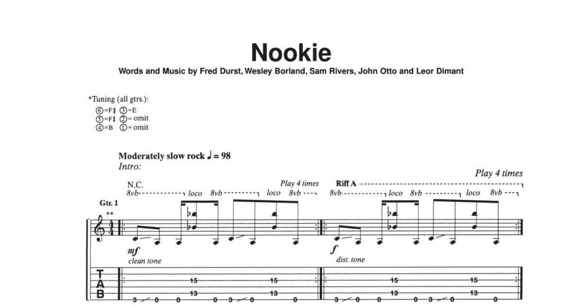 Nookie Guitar Tab Print Sheet Music Now