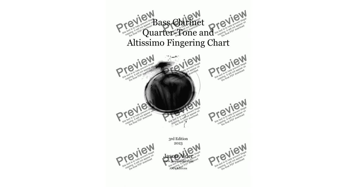 Bass Clarinet Quarter Tone Altissimo Fingering Chart Sheet Music PDF