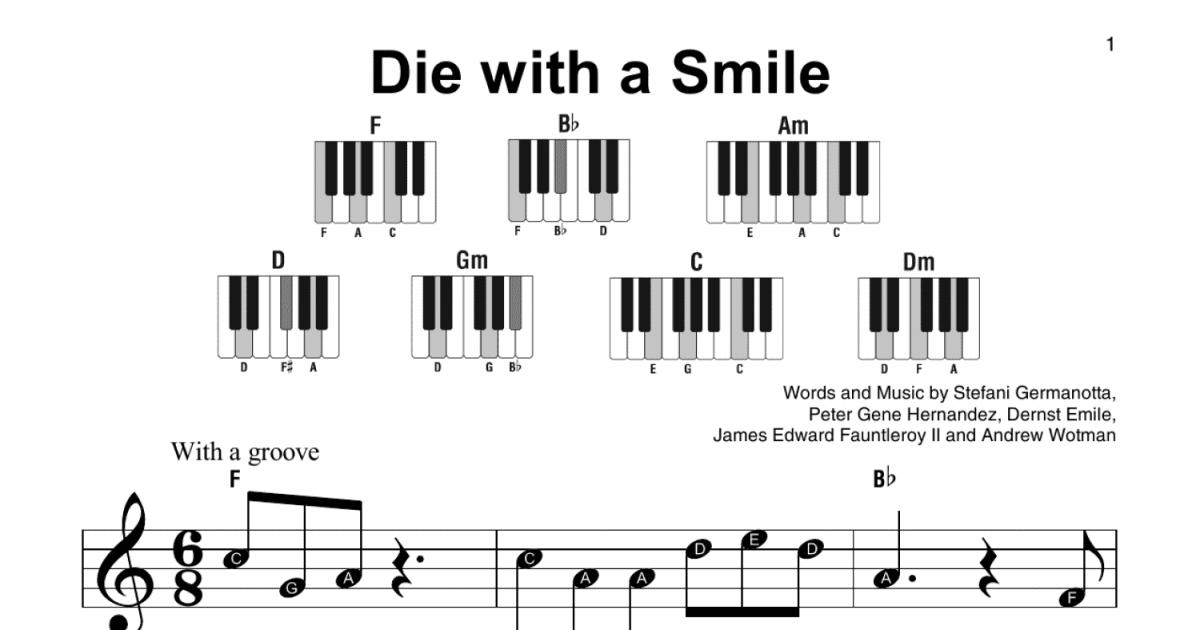 Die With A Smile (Super Easy Piano) - Print Sheet Music Now