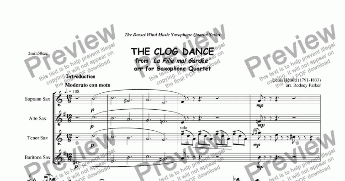 Download The Clog Dance arr for Saxophone Quartet - Download Sheet ...