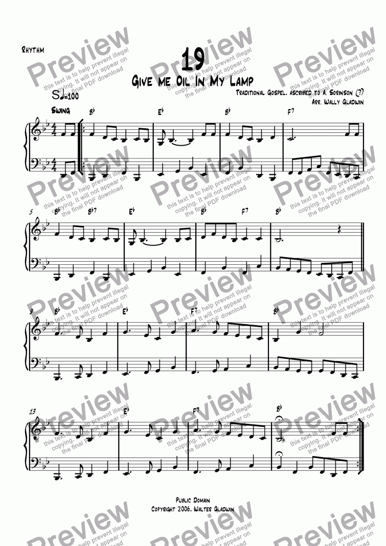 Give Me Oil In My Lamp Sheet Music Free Download