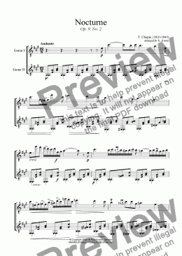 page one of Nocturne op. 9 No. 2 for guitar duet