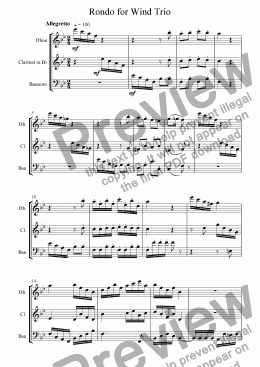 page one of Rondo for Wind Trio