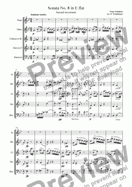 page one of Sonata no. 8 in E flat, second movement