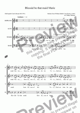 page one of Blessed be that maid Marie (SATB)