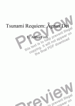 page one of A Tsunami Requiem - Church version - 9 Agnus Dei. Corrected score.