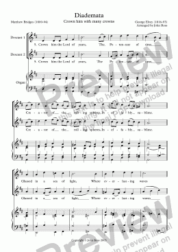 page one of Diademata (Crown Him with many crowns) - Reharmonisation and Double Descant