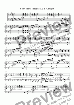 page one of Short Piano Pieces No.2 in A major