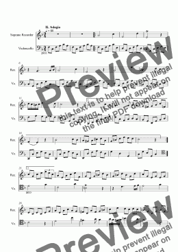 page one of Sonata for Recorder and Cello, mvt 2