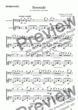 page one of Serenade for cello and guitar (abridged)