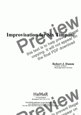 page one of Improvisation for Six Timpani