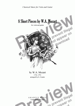 page one of Mozart for viola and classical guitar, 8 short pieces