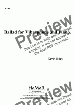 page one of Ballad for Vibraphone and Piano