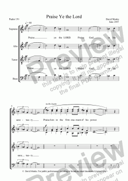 page one of Psalm 150 SATB (Divisi) 