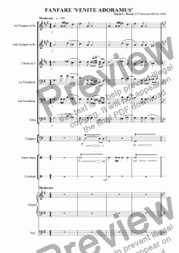 page one of Fanfare 'Venite Adoramus' full score