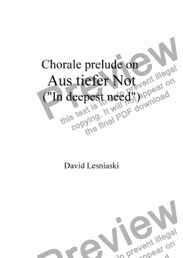 page one of Prelude on Aus tiefer Not (In deepest need) (2010 revision)