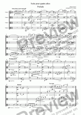 page one of Ravel - SUITE - for viola quartet