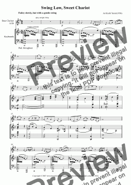 page one of Swing Low, Sweet Chariot for Bass Clarinet & Piano