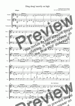 page one of Ding dong! merrily on high (for 2 violins and violoncello)