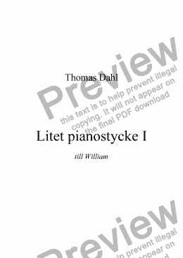 page one of Litet pianostycke I