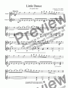 page one of Little Dance for guitar duet