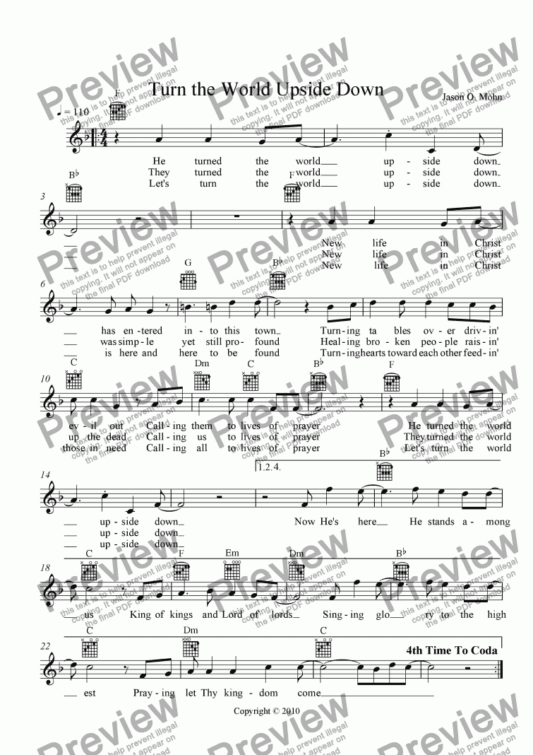 Turn The World Upside Down Download Sheet Music PDF File