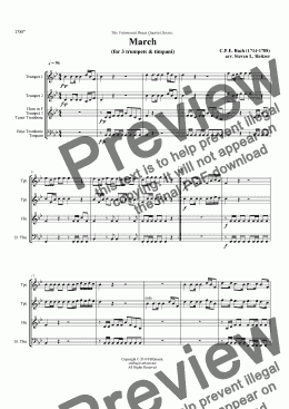 page one of March (for 3 trumpets & timpani) - Brass QUARTET
